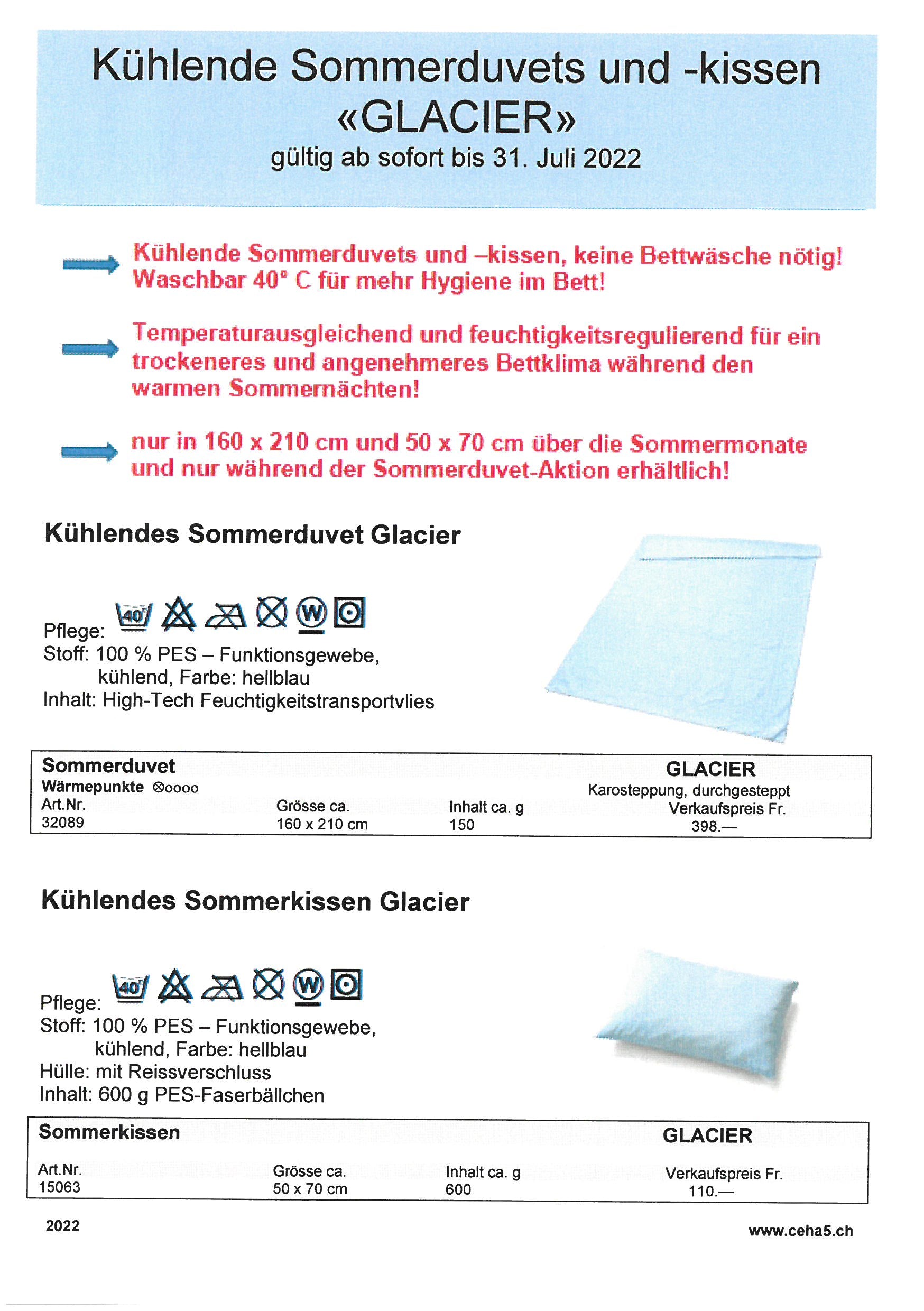 Sommer-Duvet „Glacier“